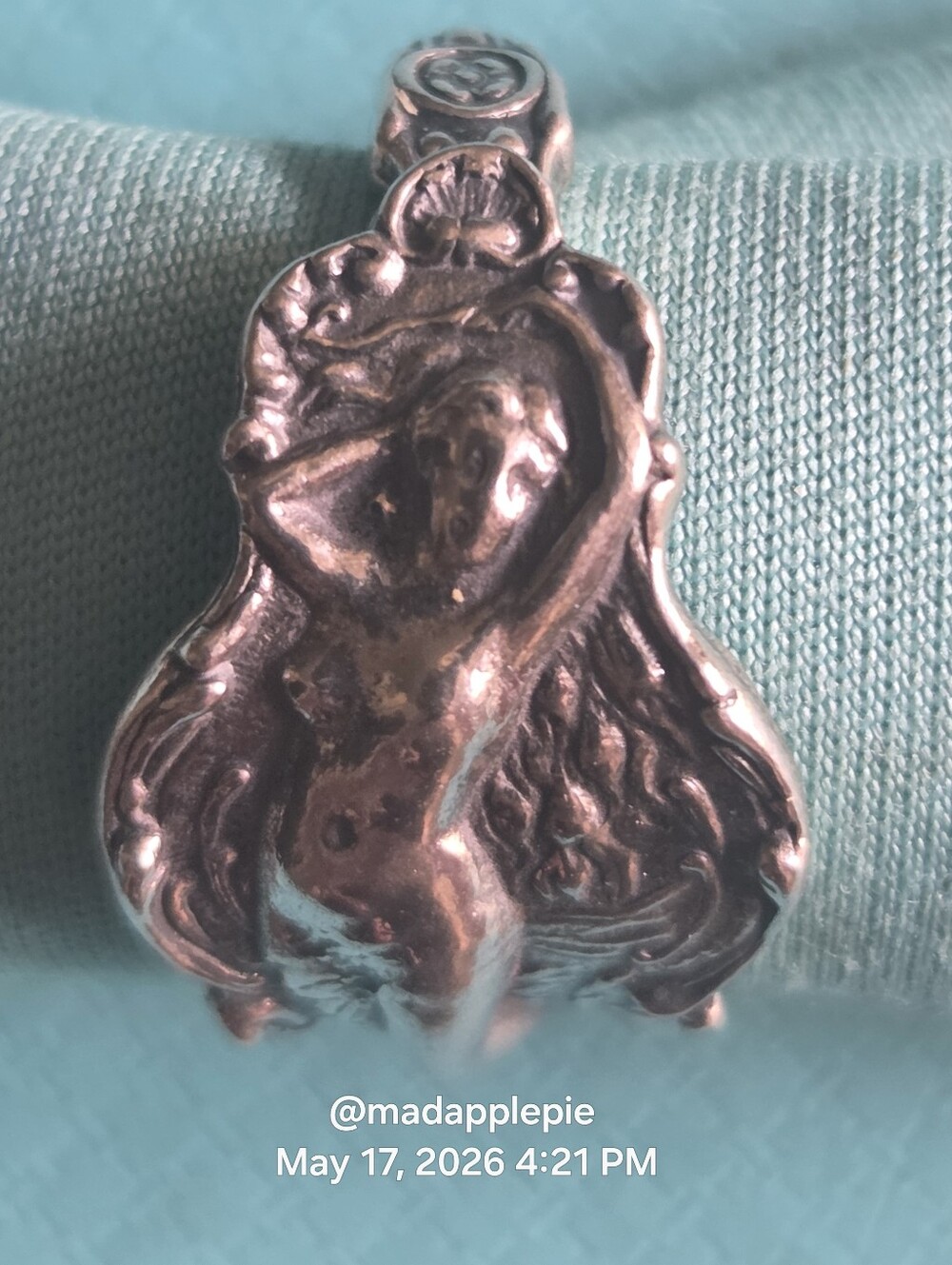 Vintage Sterling Silver Goddess Woman Nude Muse Nymph Spoon Ring #126 - Picture 2 of 15